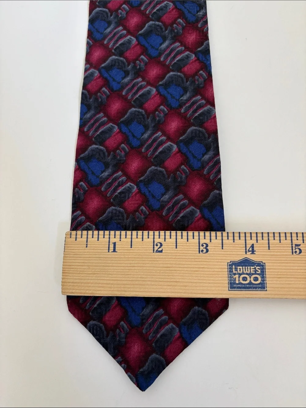 Vintage J Garcia Silk Neck Tie Blue Pink Geometric  Excellent Condition!
